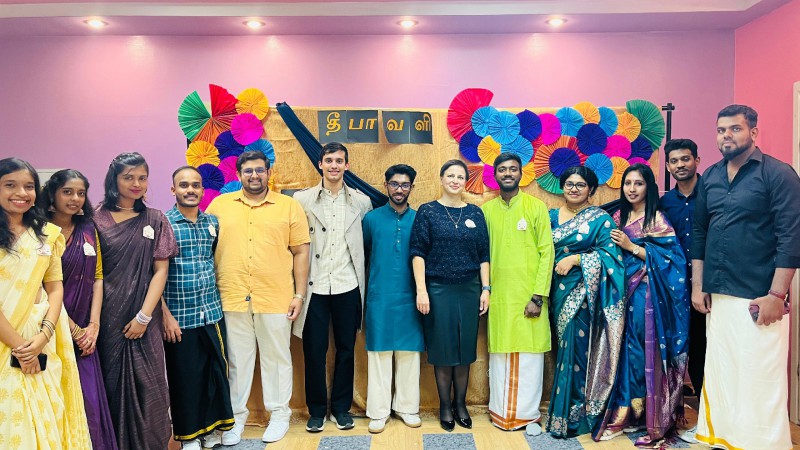 Students of the Indian and Sri Lankan National Unions celebrated Diwali