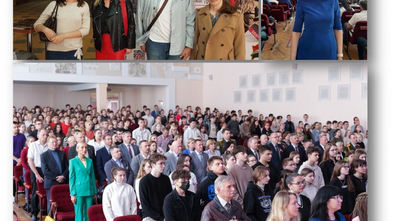 Климуть Т. В., Лис Р. Е., Марковец Н. И. и Федина Е. М. на праздничном концерте «Поклонимся великим тем годам», посвященном 79-й годовщине Победы советского народа и 80-й годовщине освобождения Беларуси от немецко-фашистских захватчиков