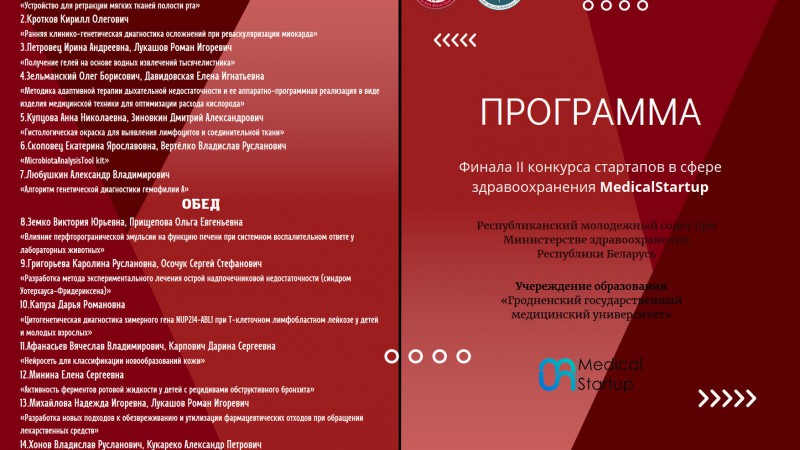 Программа конкурса стартап-проектов в здравоохранении «Medical Startup»