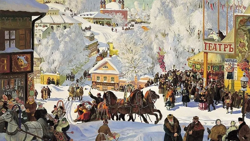 Борис Кустодиев. «Масленичное катание»